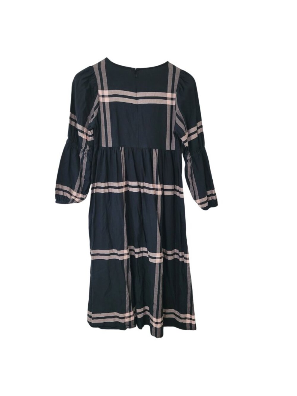 Madewell Plaid Empire Midi Dress Womens Size 0 Black & Pink Boho - Picture 2 of 8